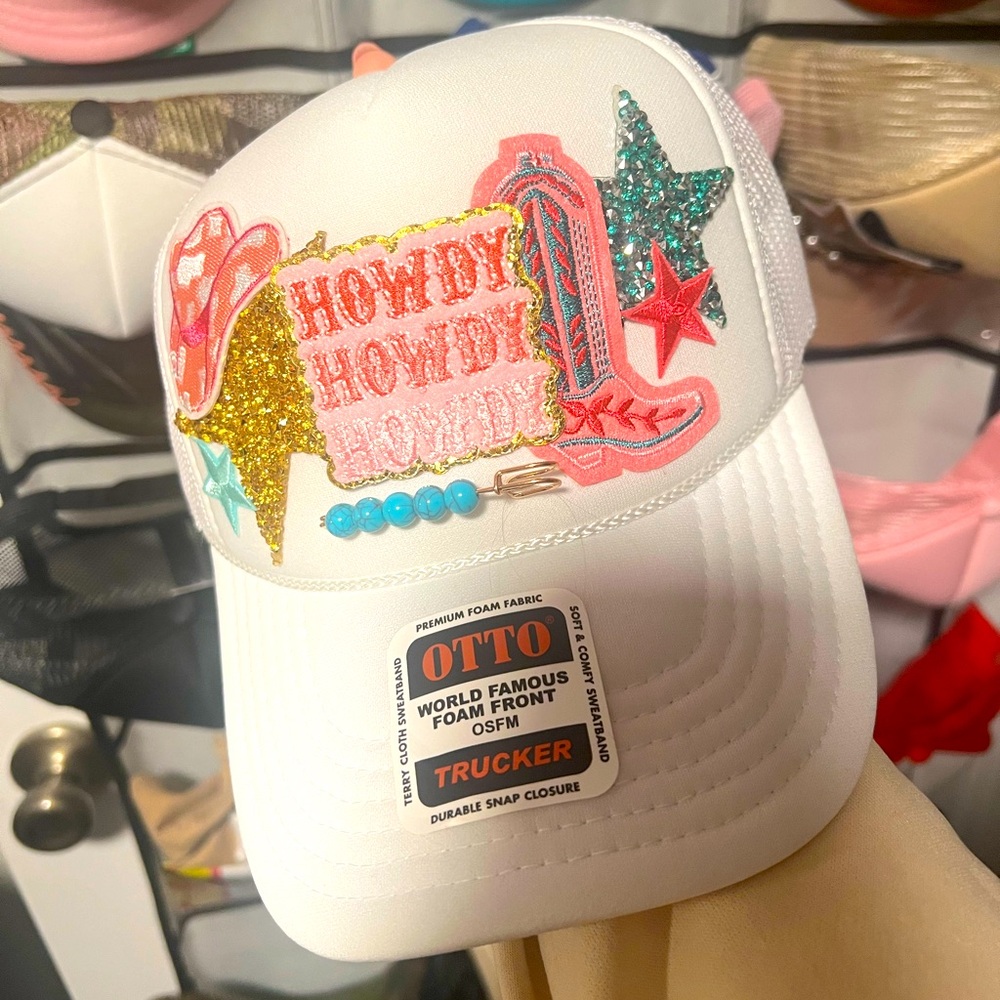 White Trucker Hat w/ patches